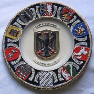 vintage Thewalt West Germany Stoneware Wall Plaque: Bundes Republik Deutschland